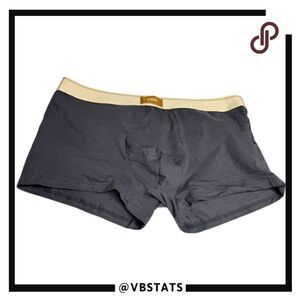 Sxke Men's Cotton Blend Stretch Low Rise Boxer‎ Brief Dark Gray Cream Size XL